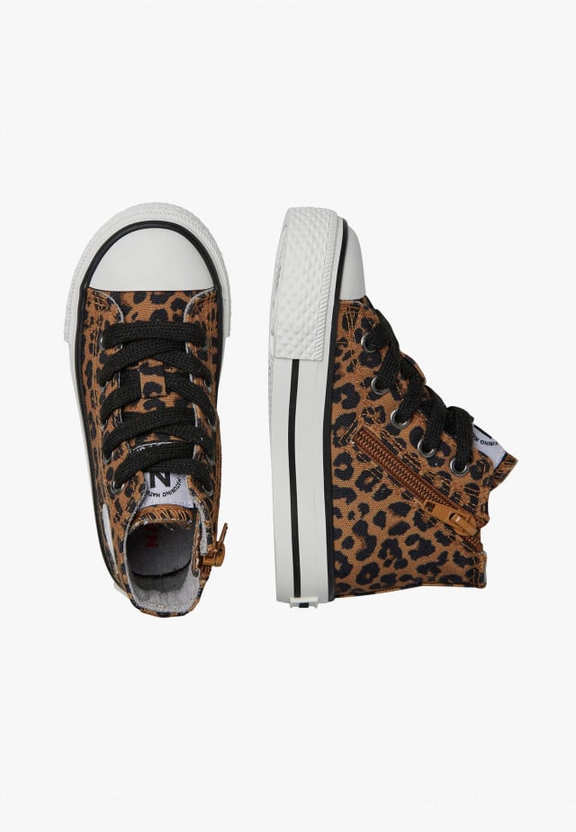 NATURINO YLFAS.Sneakers aus Stoff mit Leopardenmuster, Braun