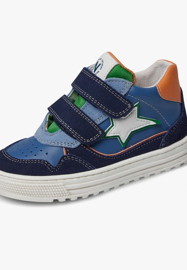 NATURINO HESS HIGH 3 VL.Knöchelschuhe aus Leder und Veloursleder, Marineblau-Azurblau