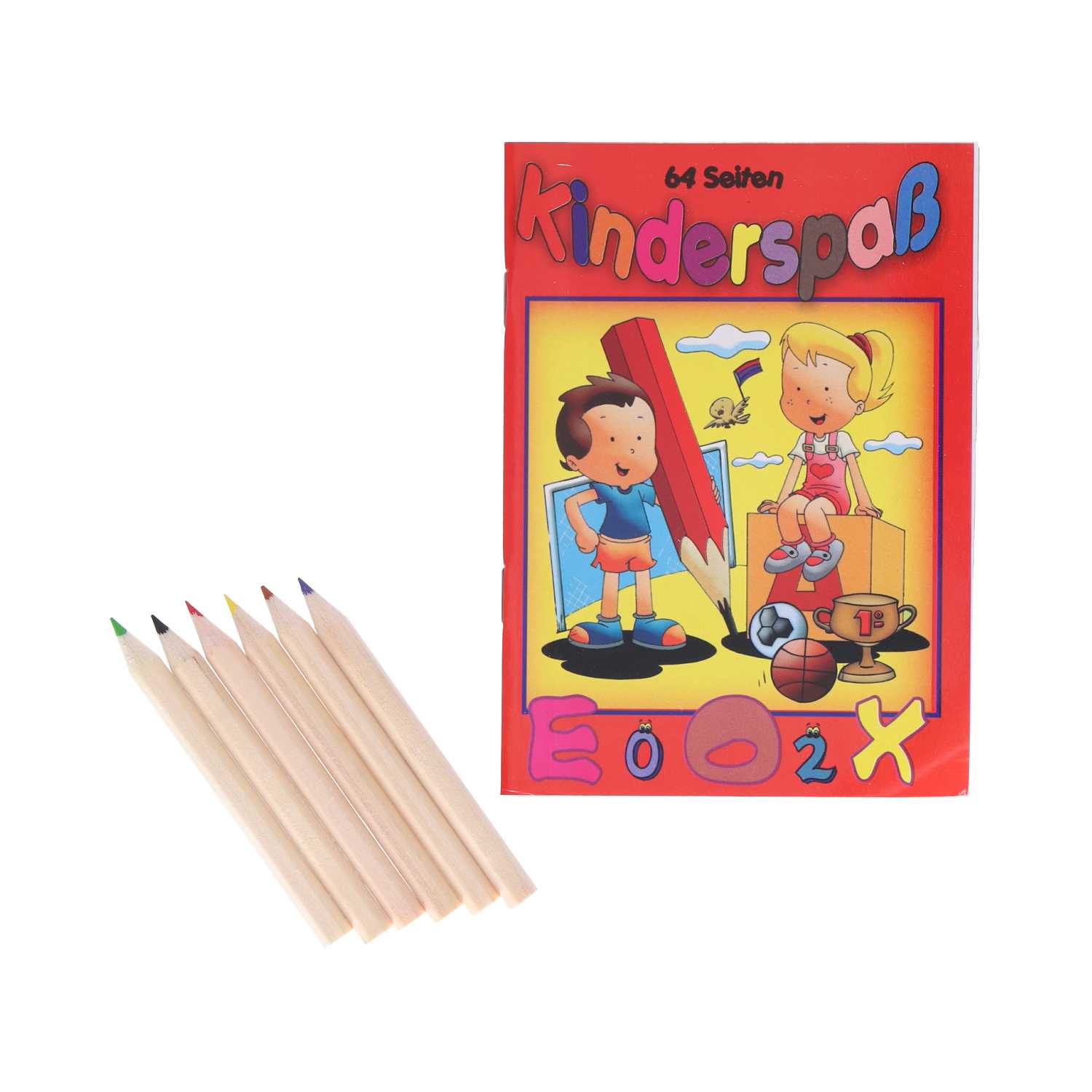 Mal- & Rätselbuch Kinderspaß DIN A6 inkl. 6 Malstifte