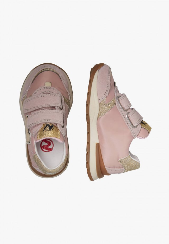 NATURINO QUELLY VL.Sneakers aus Veloursleder und technischem Gewebe, Puderrosa