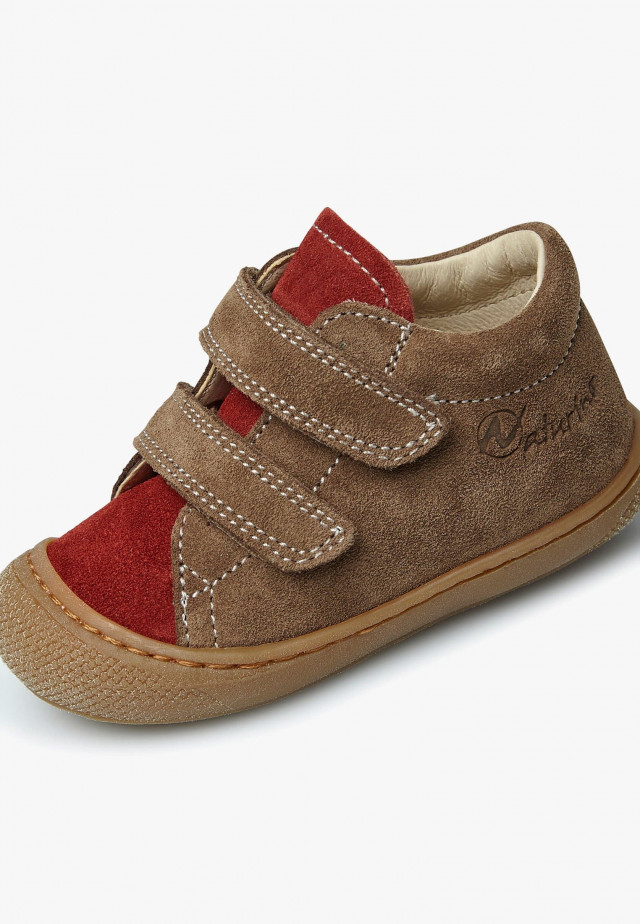 NATURINO COCOON VLLauflernschuhe aus Veloursleder, Rot-Hellbraun