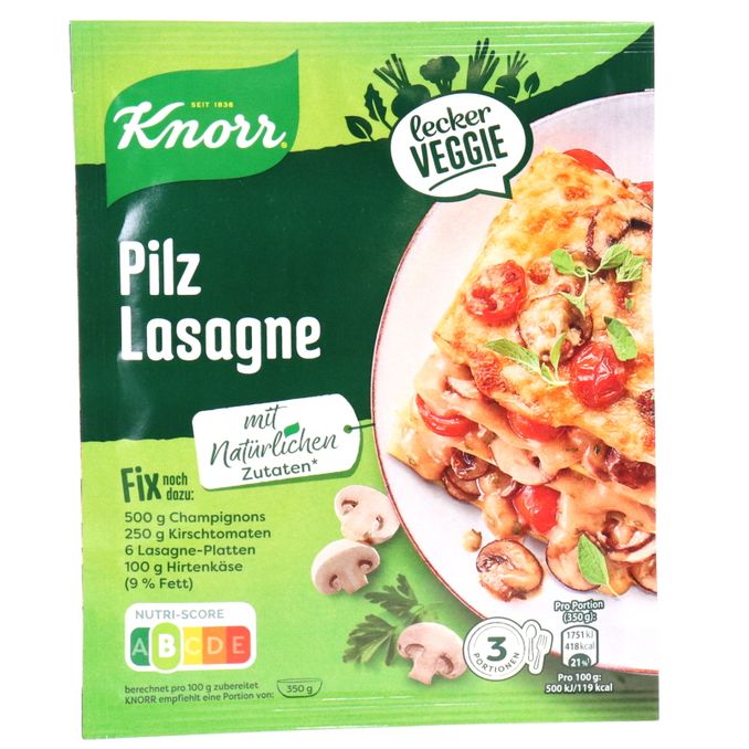 Fix Pilz Lasagne, 33g von Knorr
