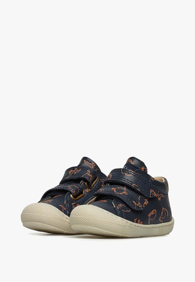NATURINO COCOON VLLauflernschuhe aus Leder mit Dinosaurien-Print, Marineblau