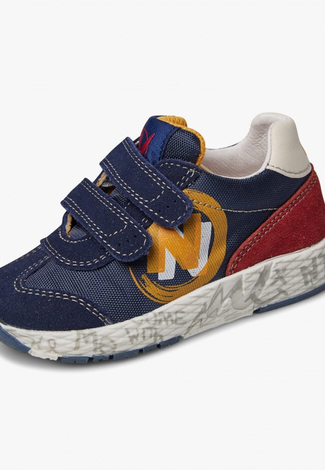 NATURINO JESKO 2 VL.Sneakers aus Veloursleder und technischem Gewebe, Marineblau-Rot