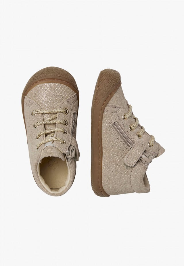 NATURINO COCOON ZIPLauflernschuhe aus Veloursleder mit Reißverschluss, Platin