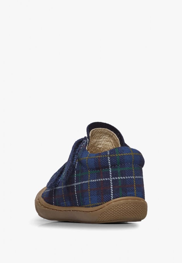 NATURINO COCOON VLLauflernschuhe aus Veloursleder mit Karomuster, Marineblau