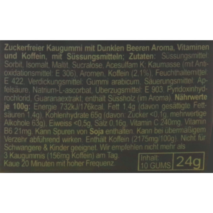 Energy Kaugummi Blacker the Berry, 24g von GUMING