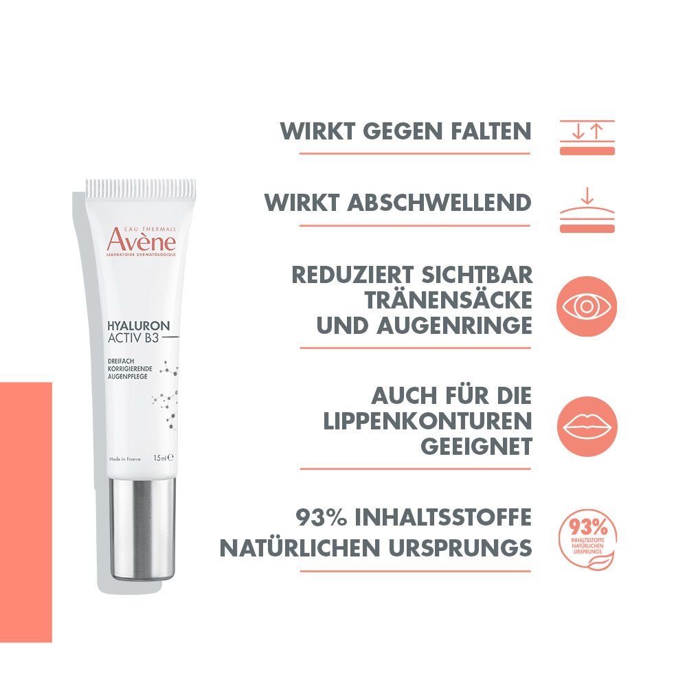 Avène Hyaluron Activ B3 dreifach korrigierende Augenpflege - Anti-Aging Pflege mit Niacinamid + Avène Hyaluron Activ B3 Serum 10ml GRATIS