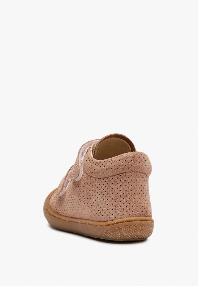 NATURINO COCOON VLLauflernschuhe aus Veloursleder in Glitter-Optik, Altrosa
