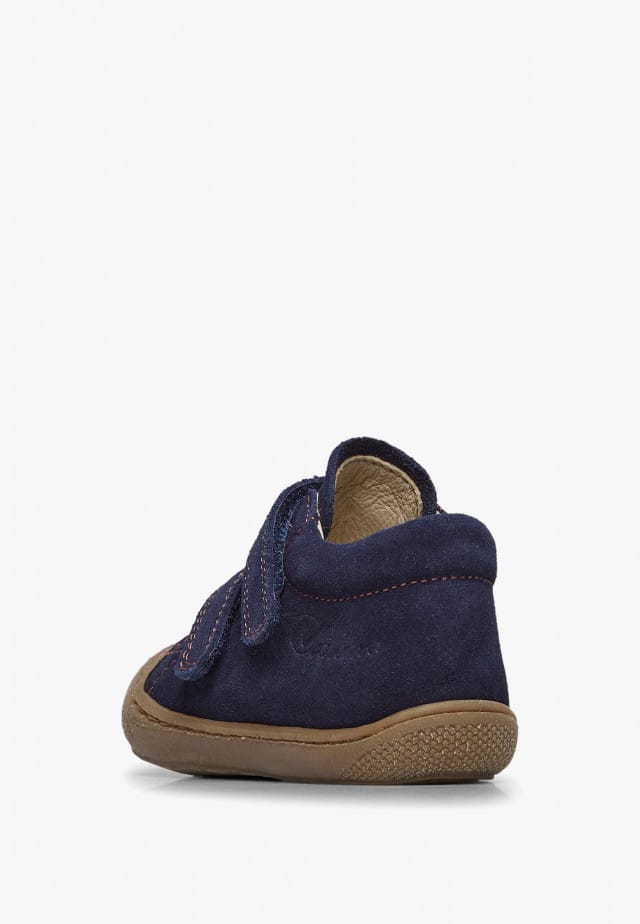 NATURINO COCOON VLLauflernschuhe aus Veloursleder, Marineblau-Rot