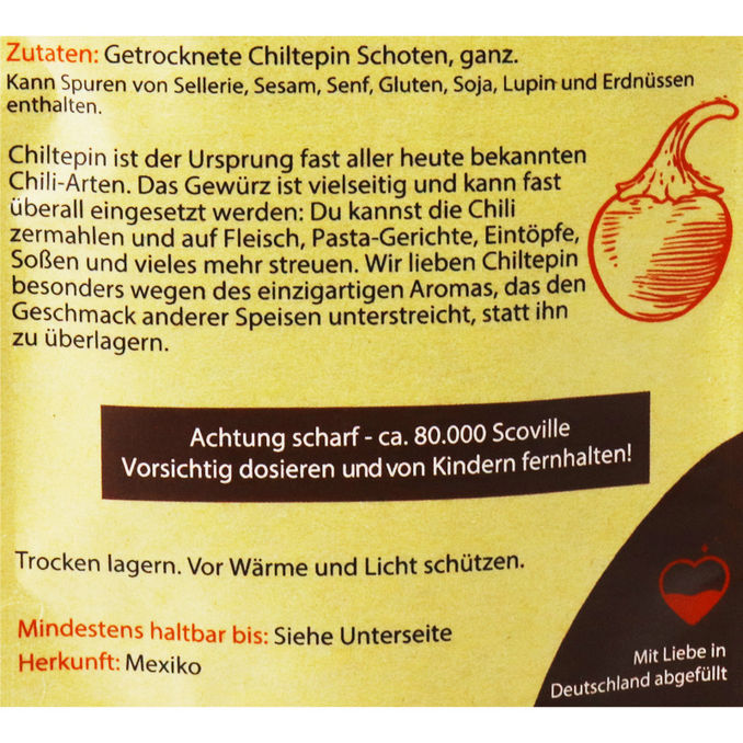 Chili Chiltepin Schoten, 15g von AROMA FOODS
