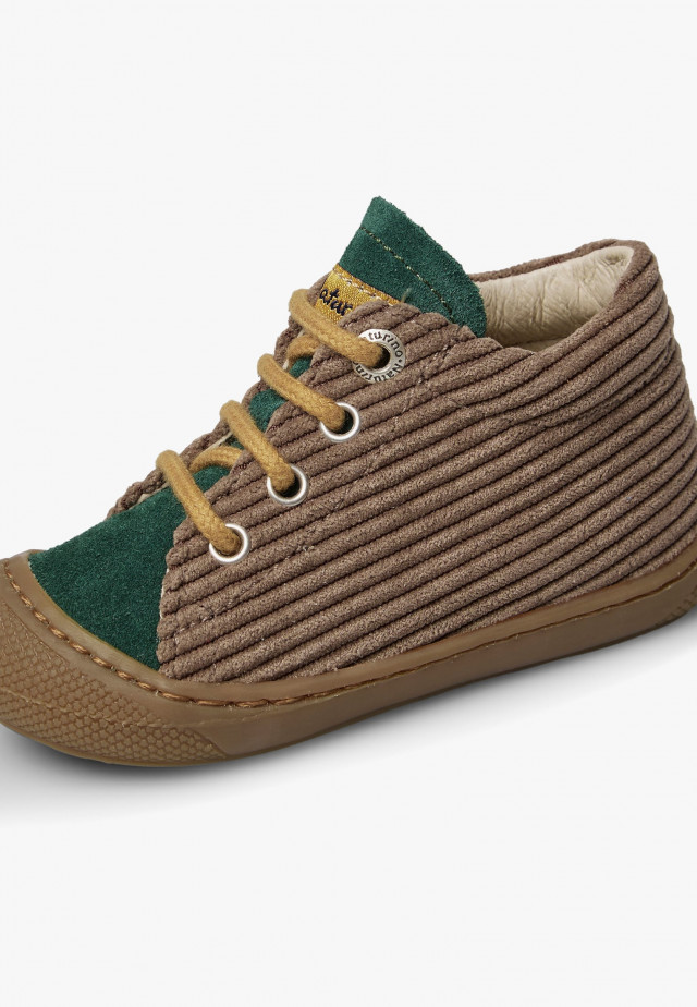 NATURINO COCOONLauflernschuhe aus Veloursleder, Braun-Grün