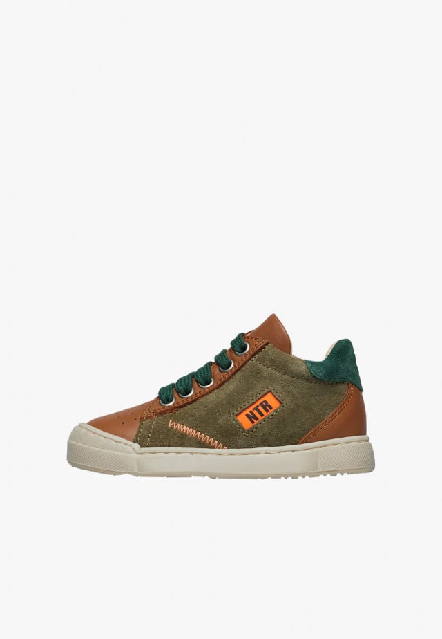 NATURINO FALUK HIGH ZIPSneakers aus Leder und Veloursleder, Militärgrün-Braun