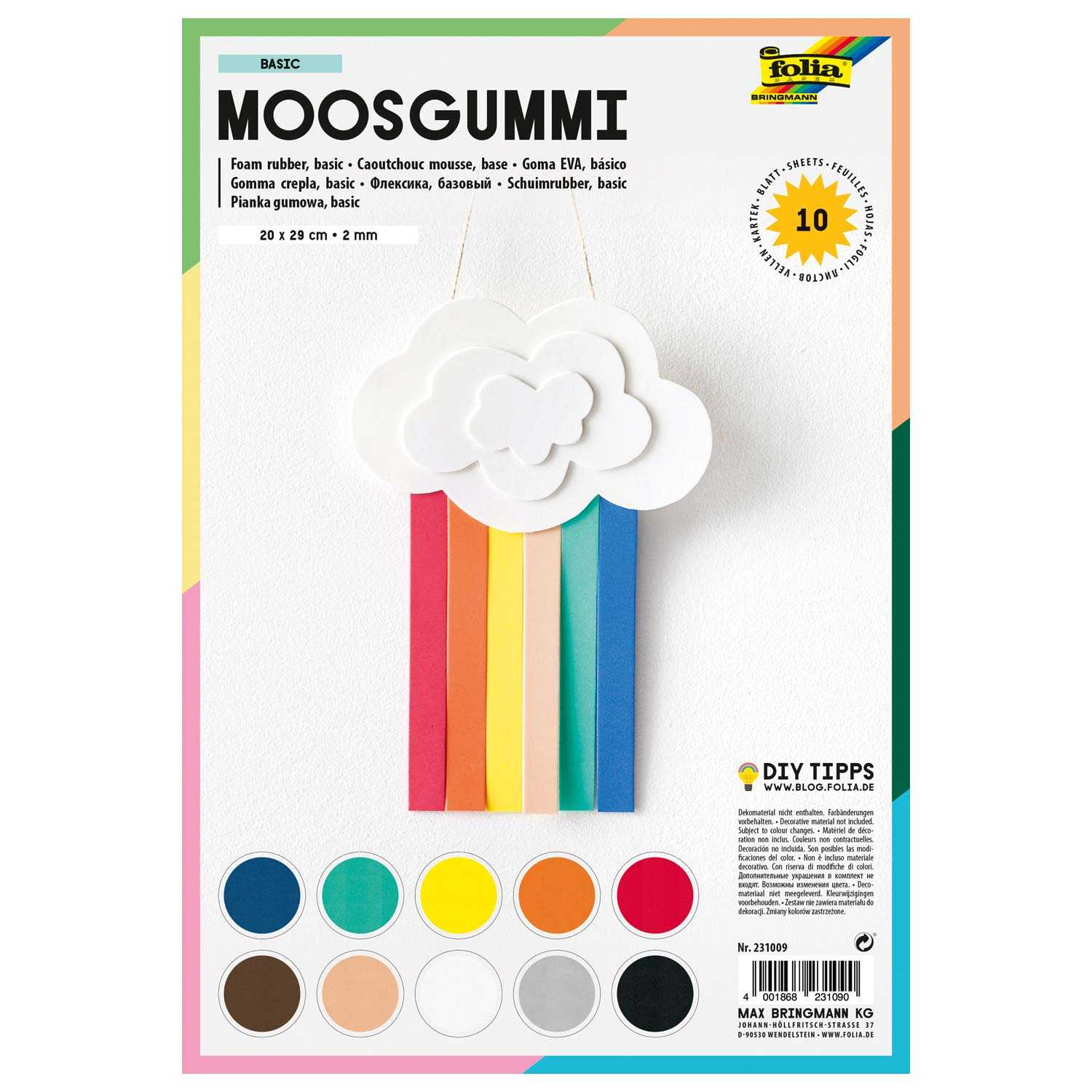 FOLIA Moosgummi 20 x 29cm 10 Bögen