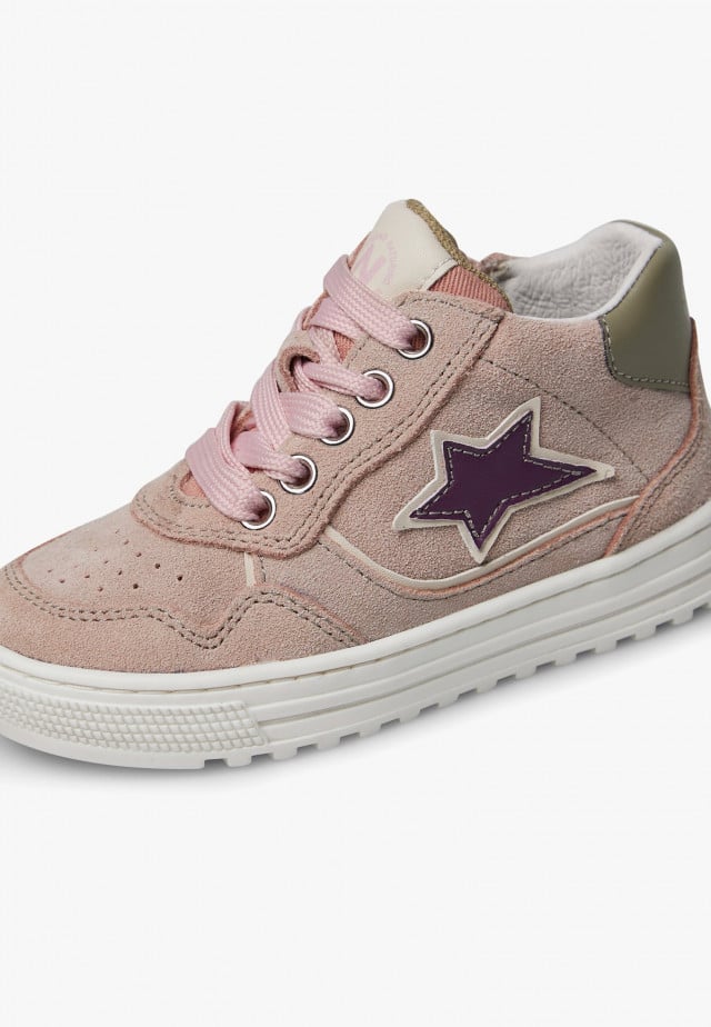 NATURINO HESS HIGH 3 ZIP.Knöchelschuhe aus Leder und Veloursleder, Rosa