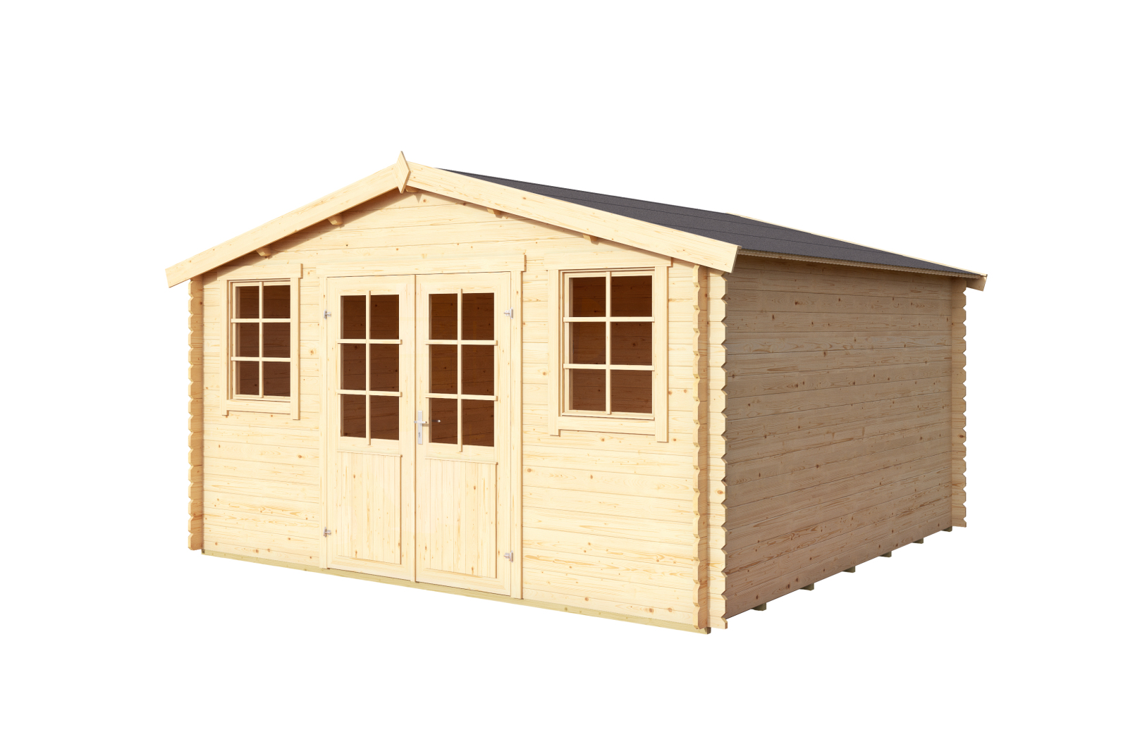 Gartenhaus WELS 4 DT - Fichte massiv - naturbelassen - 390x390 cm