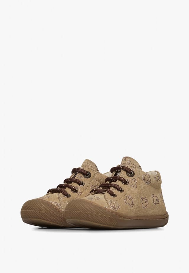 NATURINO COCOONLauflernschuhe aus Veloursleder mit Hundedruck, Beige