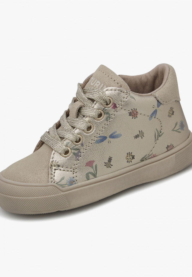 NATURINO EINDHOVEN HIGH ZIP.Sneakers aus Leder und Veloursleder, Platin