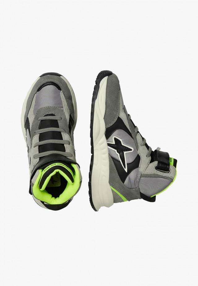 CHEWINGUM JUNIOR HIGH VL.Sneakers aus Leder und technischem Gewebe, Anthrazit