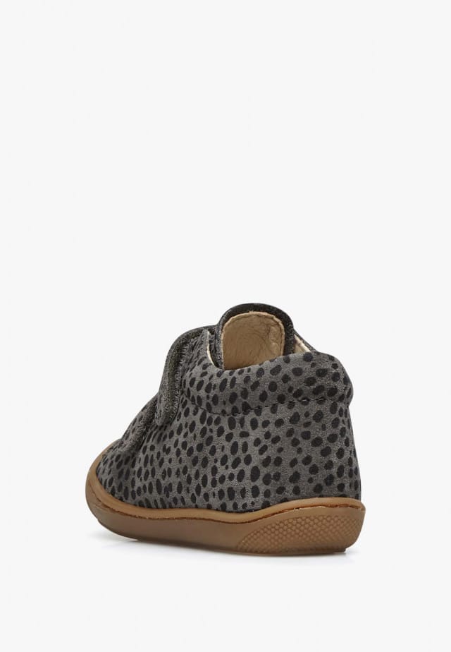 NATURINO COCOON VLLauflernschuhe aus Veloursleder mit Pony-Print, Anthrazit-Schwarz