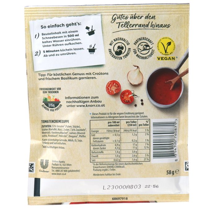 Tomatencremesuppe, 58g von Knorr