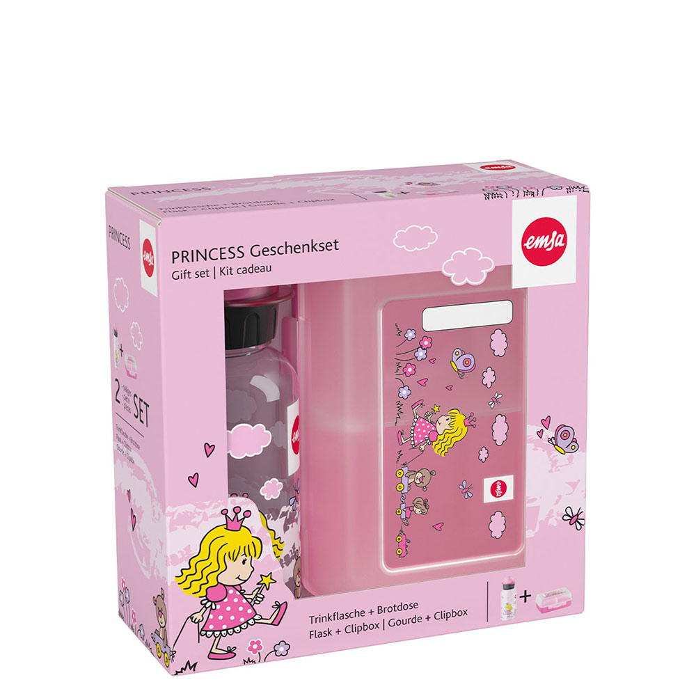 Geschenkset Brotdose/Trinkflasche Motiv Prinzessin