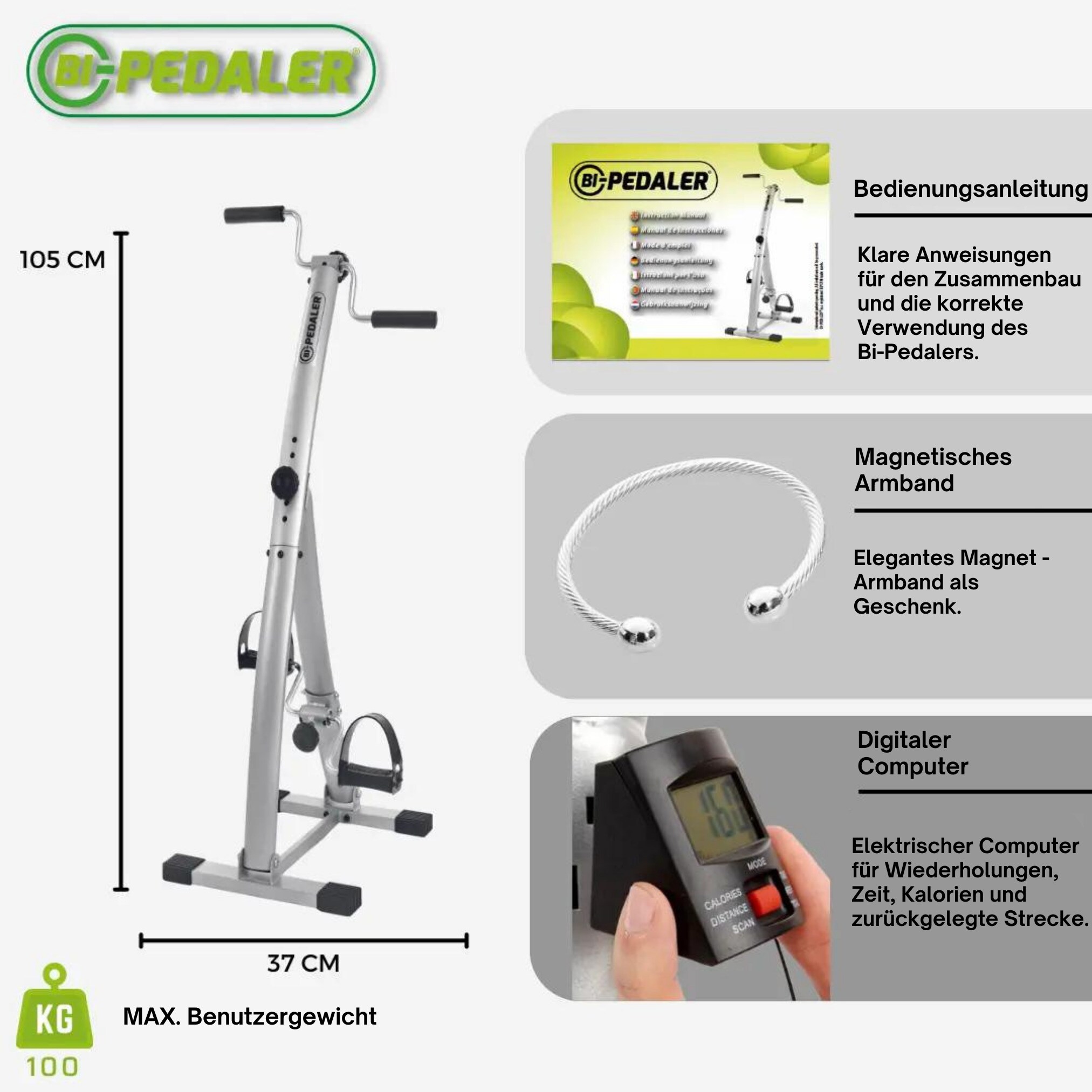 Gymform® Bewegungstrainer für Senioren klappbar - Fitnessgerät Bi Pedaler