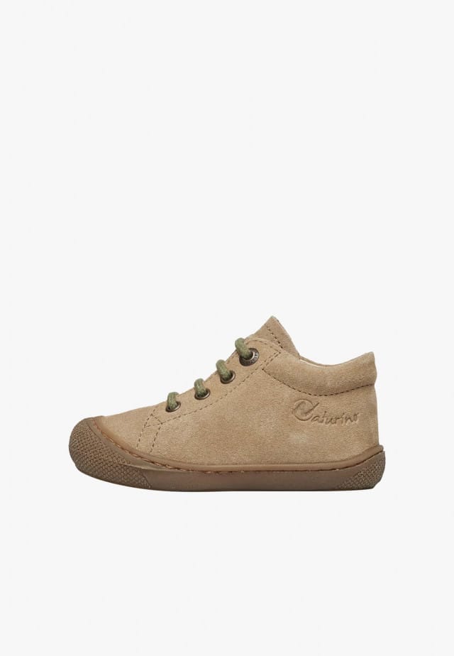 NATURINO COCOONLauflernschuhe aus Veloursleder, Beige-Militärgrün
