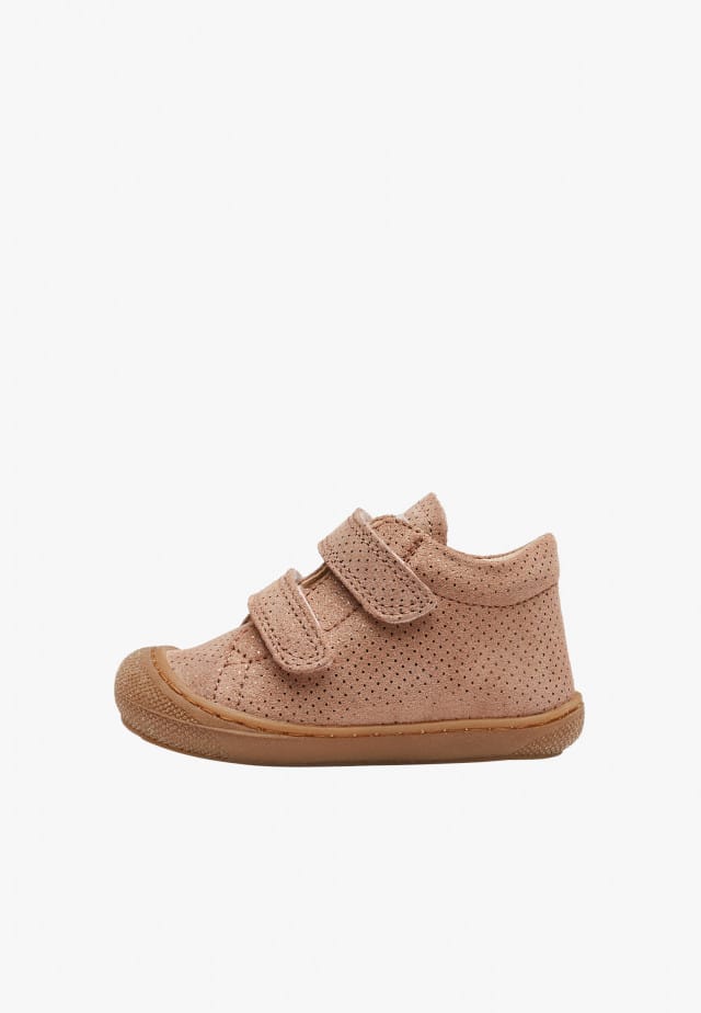 NATURINO COCOON VLLauflernschuhe aus Veloursleder in Glitter-Optik, Altrosa