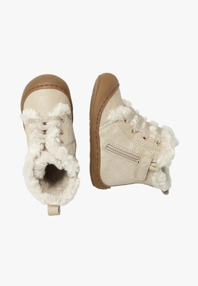 NATURINO BEBAYStiefeletten aus Veloursleder und Wolle, Platin
