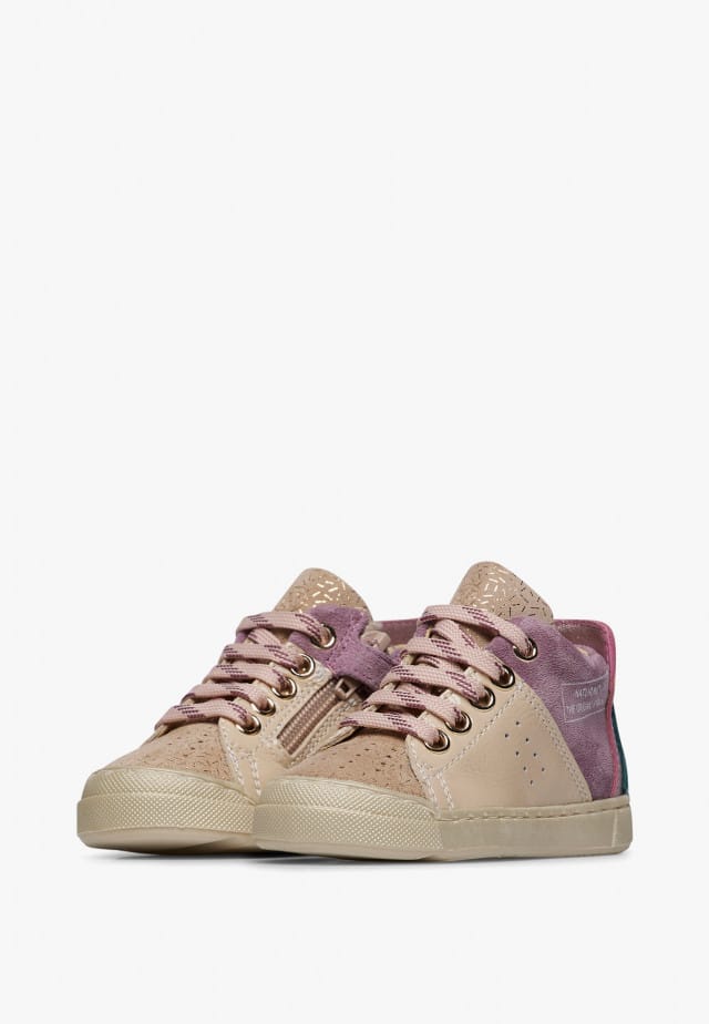 NATURINO TRAJAN HIGH ZIPSneakers aus Leder und Veloursleder, Beige-Violett