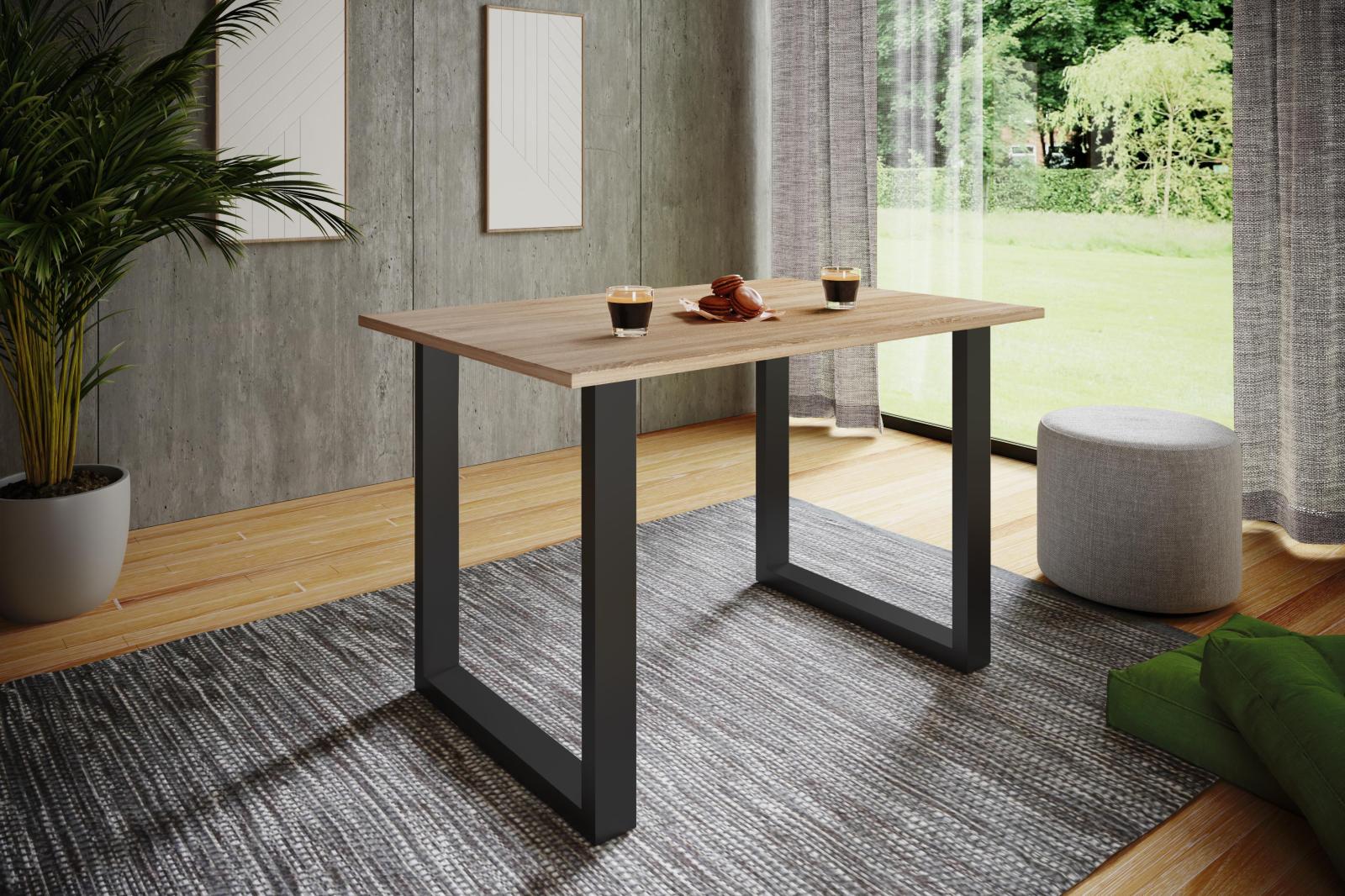 Esstisch XONA - Sonoma Eiche - schwarz - U-Fußgestell - 140x50 cm