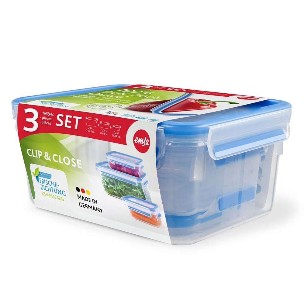 CLIP & CLOSE Colour Frischhaltedosen 3er-Set (groß)