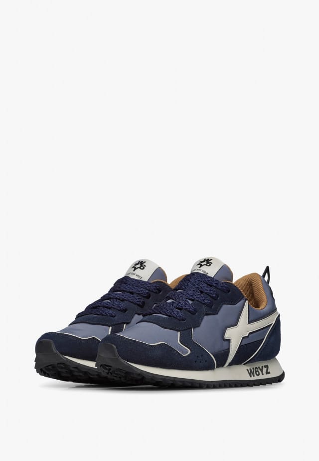 JET-J.Sneakers aus technischem Gewebe und Veloursleder, Marineblau