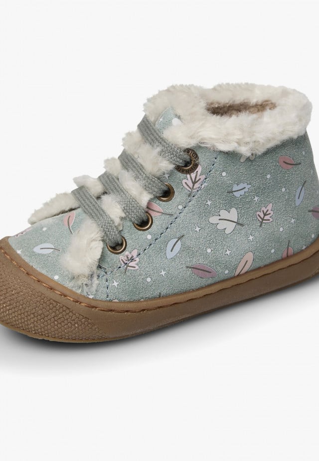 NATURINO LALLITLauflernschuhe aus Veloursleder und Wolle, Salbei