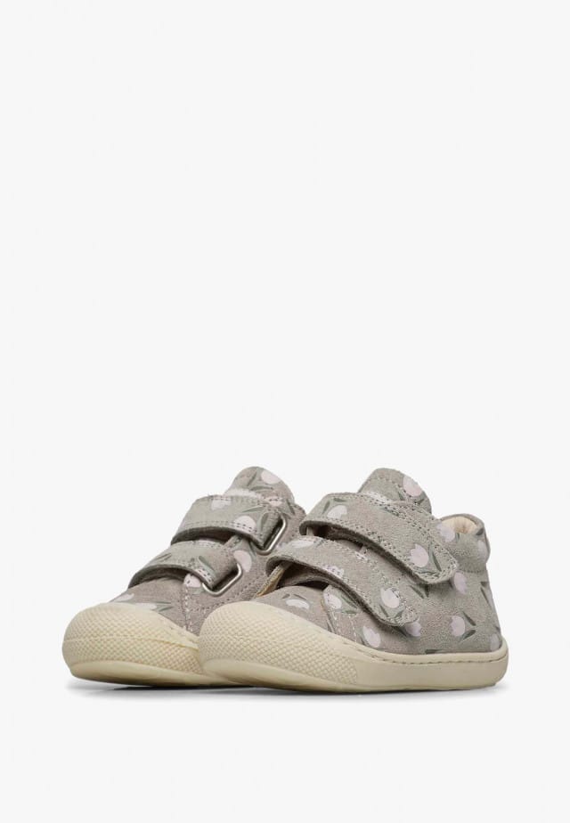 NATURINO COCOON VLLauflernschuhe aus Veloursleder mit Tulpenprint, Taupe