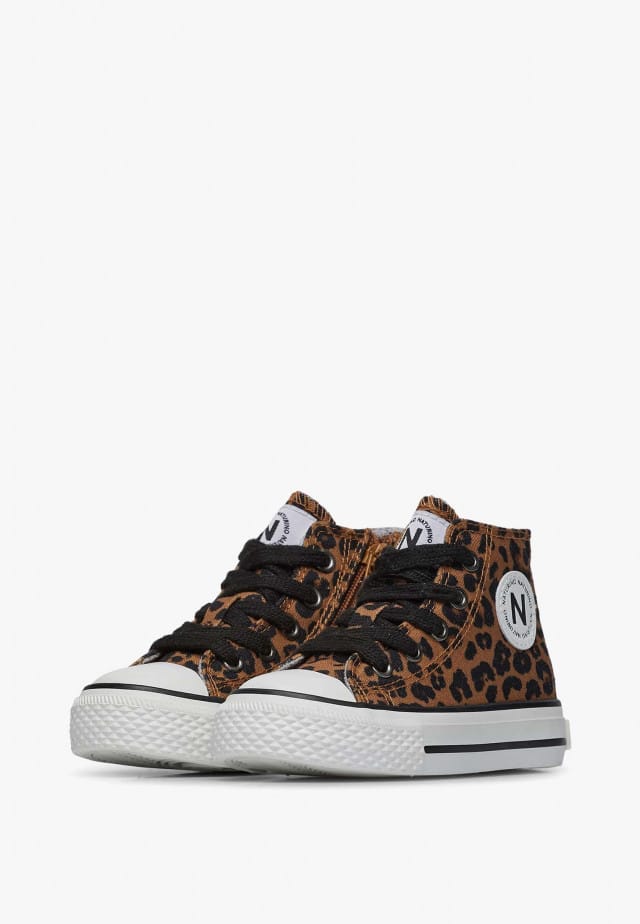 NATURINO YLFAS.Sneakers aus Stoff mit Leopardenmuster, Braun