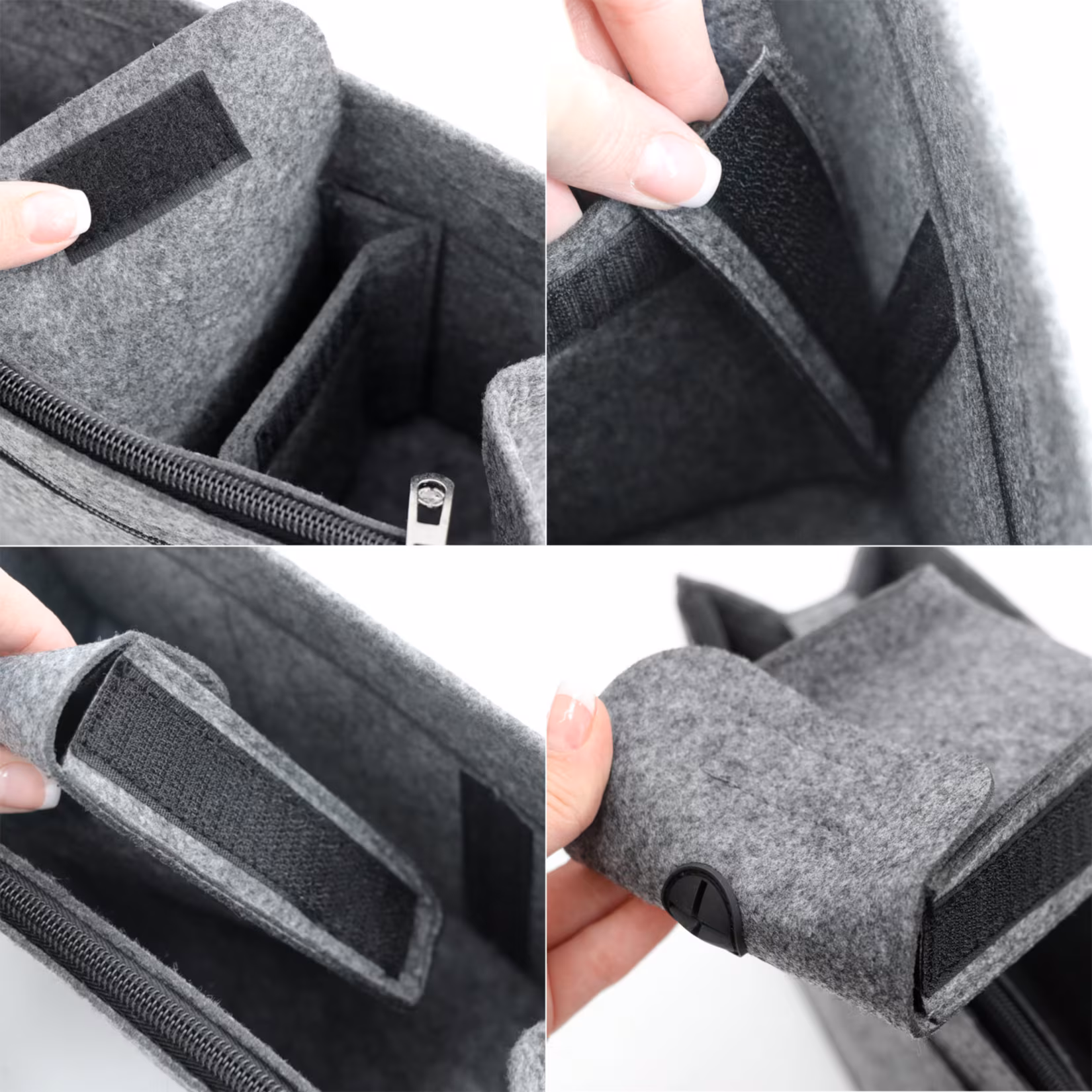 Handtaschen Organizer 30x12x17 cm Filz Tasche Innentasche Taschen Einsatz L Grau