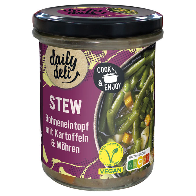 Veganer Grüne Bohneneintopf mit Kartoffeln & Möhren, 380g von Daily Deli