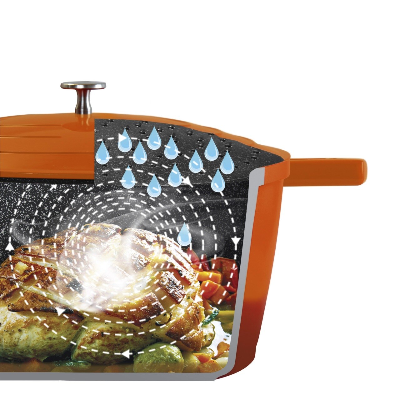 STONELINE® Gourmet Bräter 28 cm mit Deckel, Backofen & Induktion geeignet, ofenrot