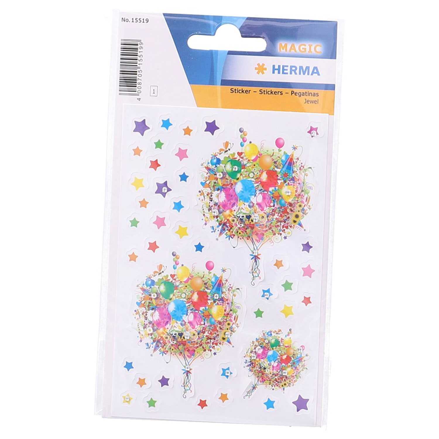 Herma Magic-Sticker Blumen und Sterne mit Glitzersteinchen 1 Blatt