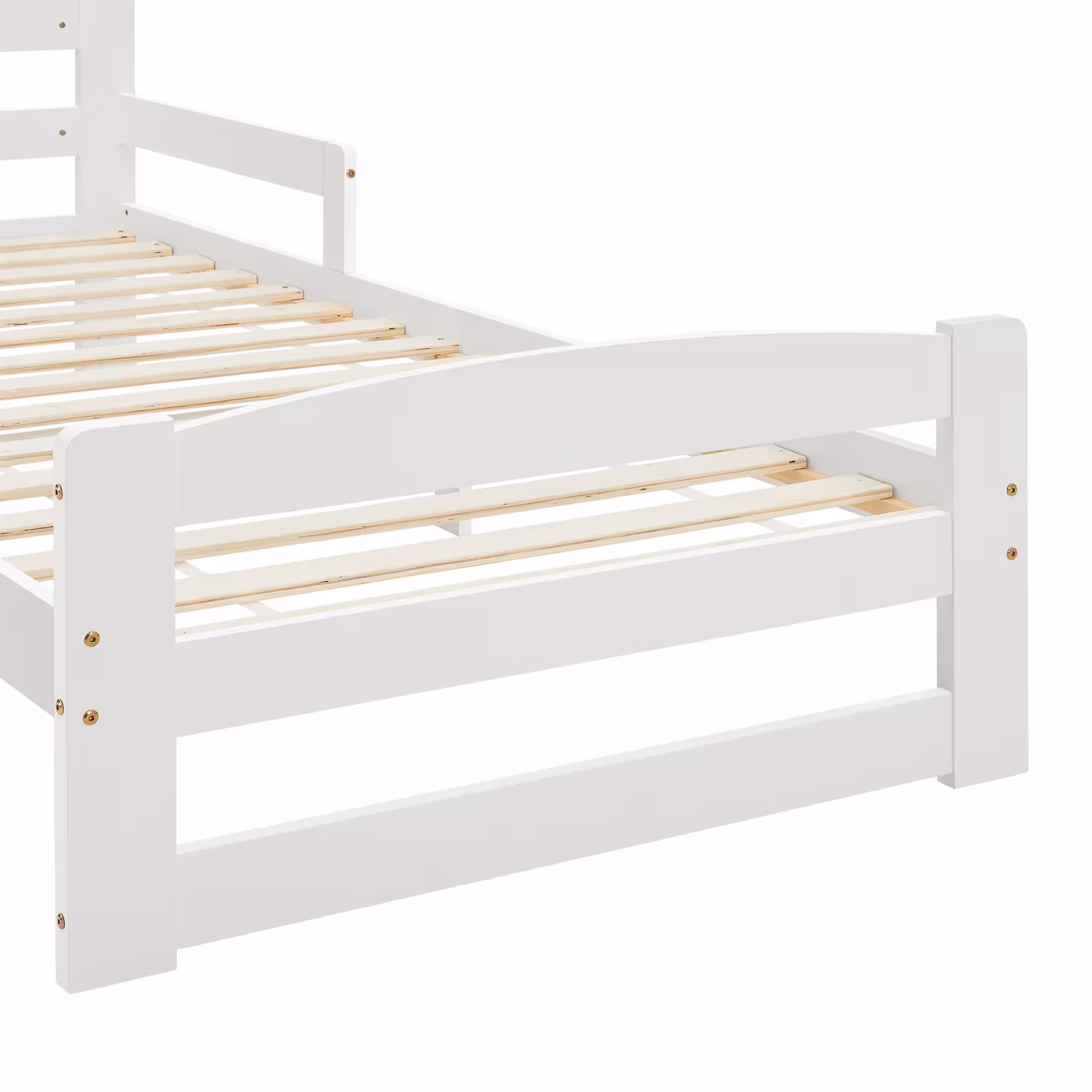 Juskys Jugendbett Arona 90x200 cm aus Massivholz mit Lattenrost und Rausfallschutz in Weiß
