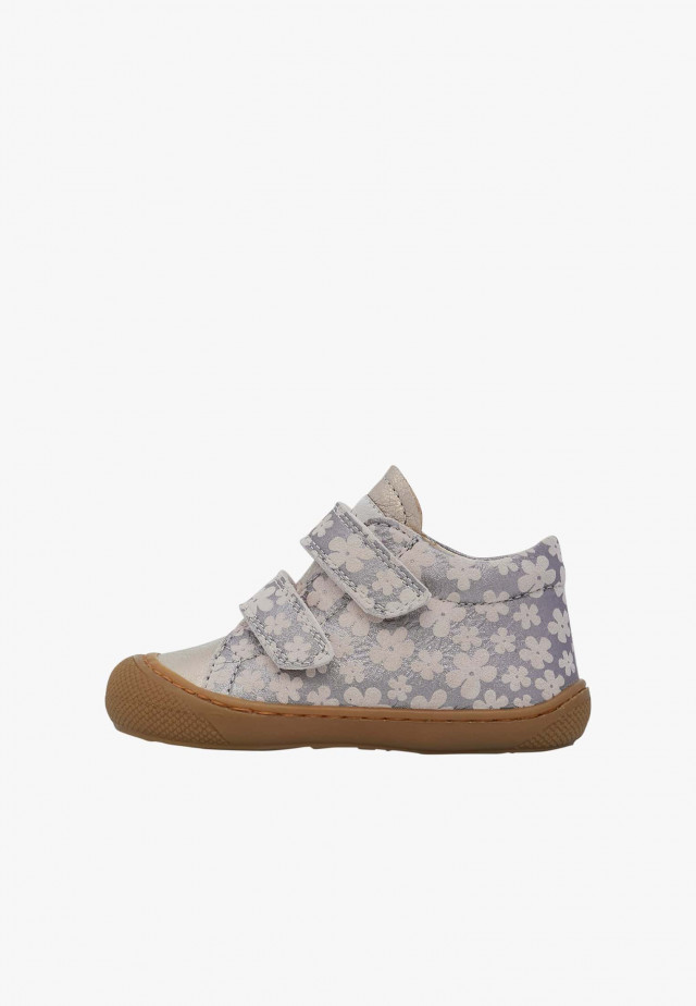 NATURINO COCOON VLLauflernschuhe aus Metallic-Veloursleder mit Blumen, Puderrosa