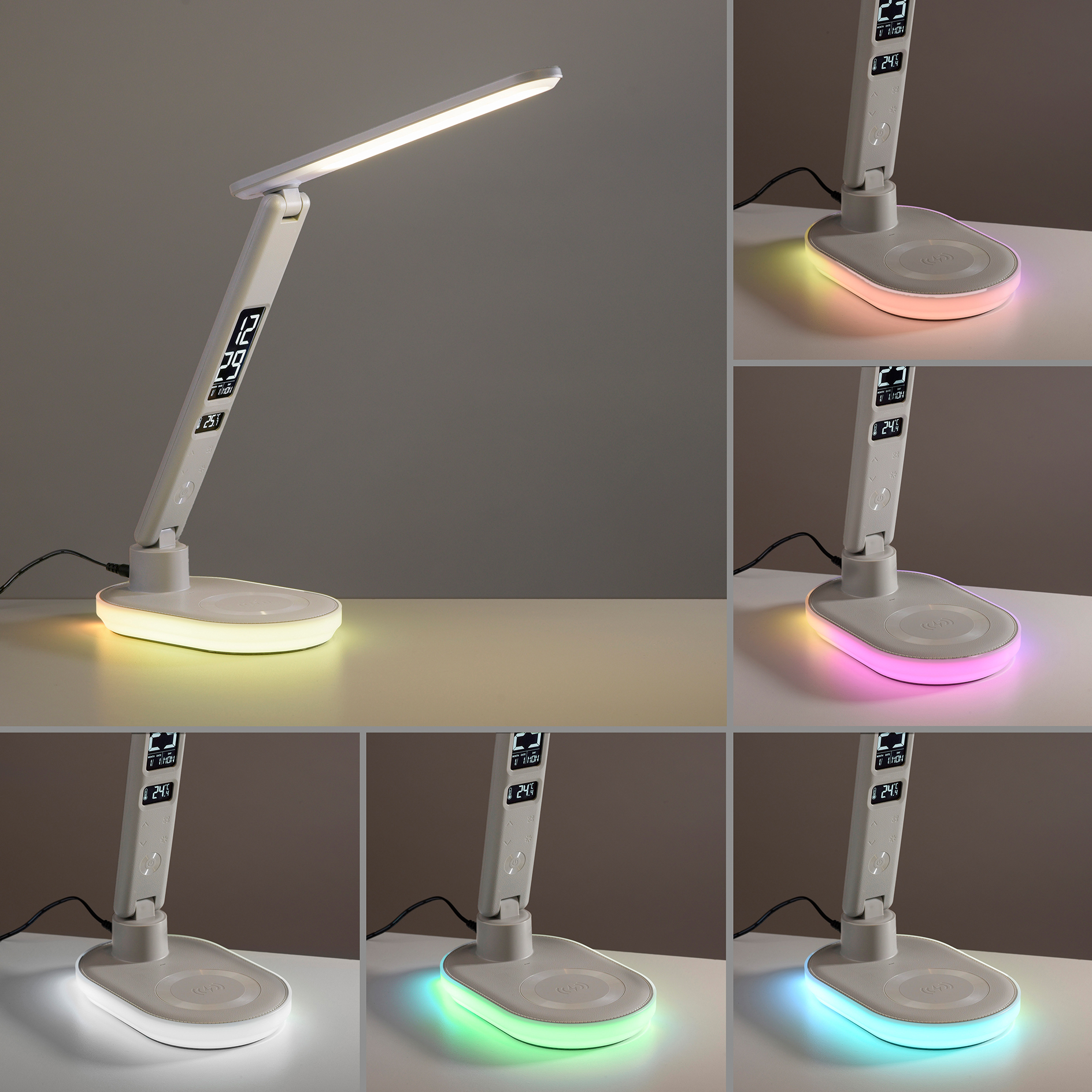 LED-Tischleuchte - weiß - Touchdimmer - Wireless Ladefunktion