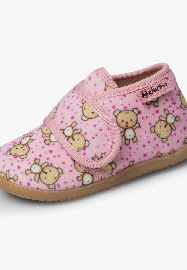 NATURINO HOMEHausschuhe aus Stoff mit Bärchen, Rosa