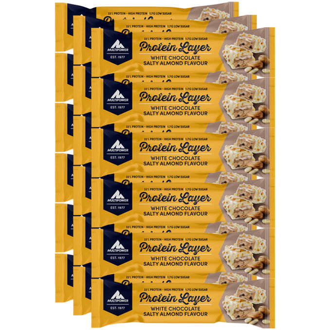 Proteinriegel White Chocolate Almond, 18er Pack, 18x 50g von Multipower