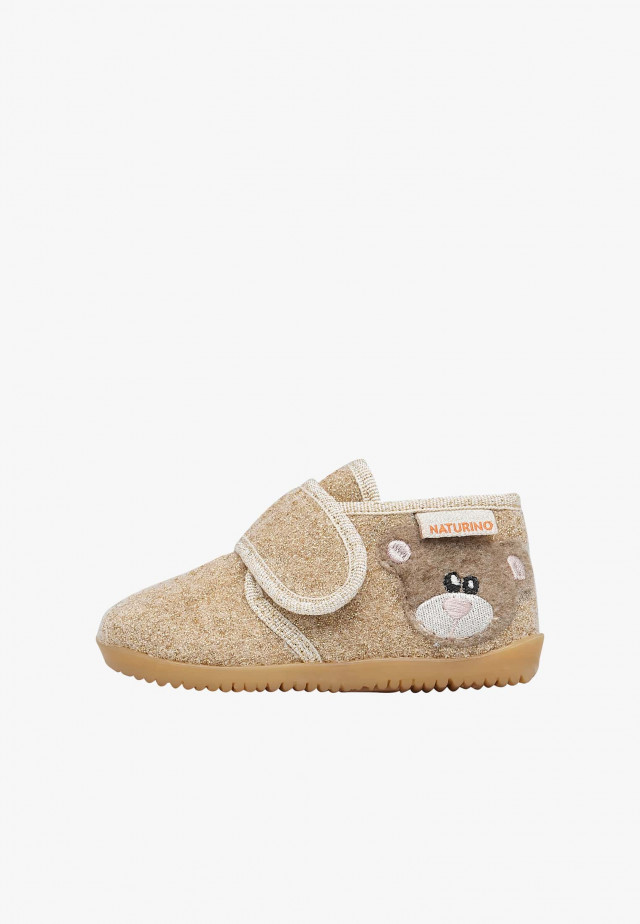 NATURINO CARILLONHausschuhe mit Bärenpatch, Beige