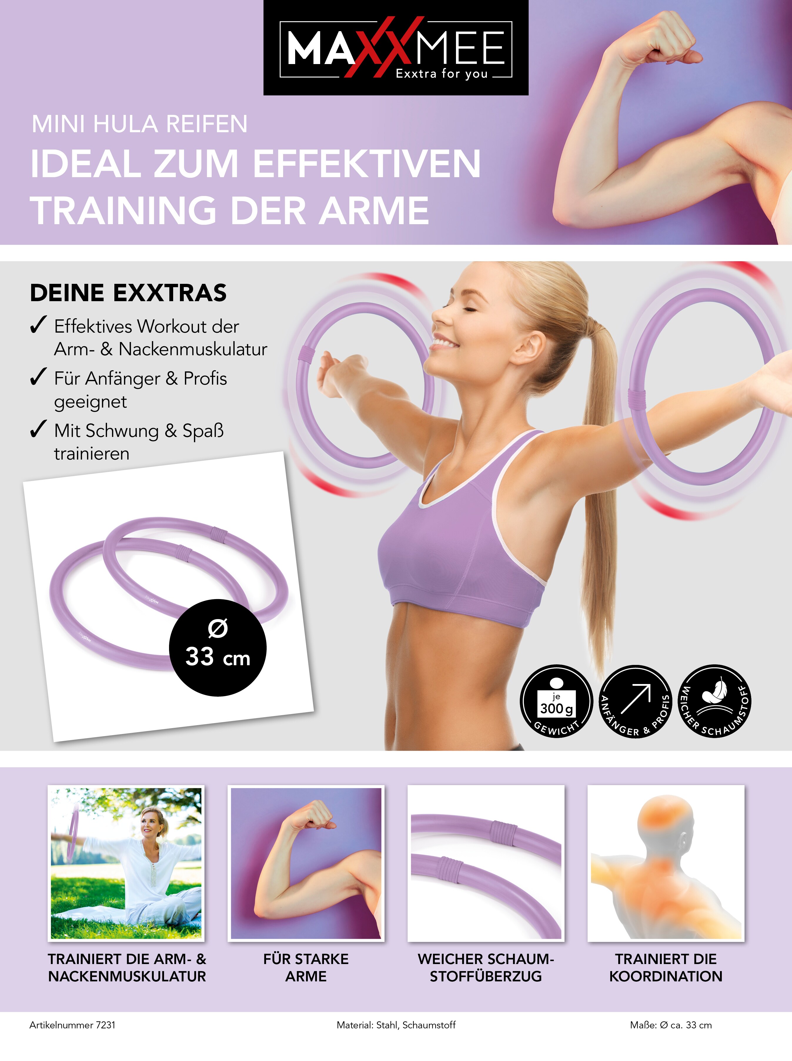 MAXXMEE Hula Hoop Reifen für die Arme 2er-Set