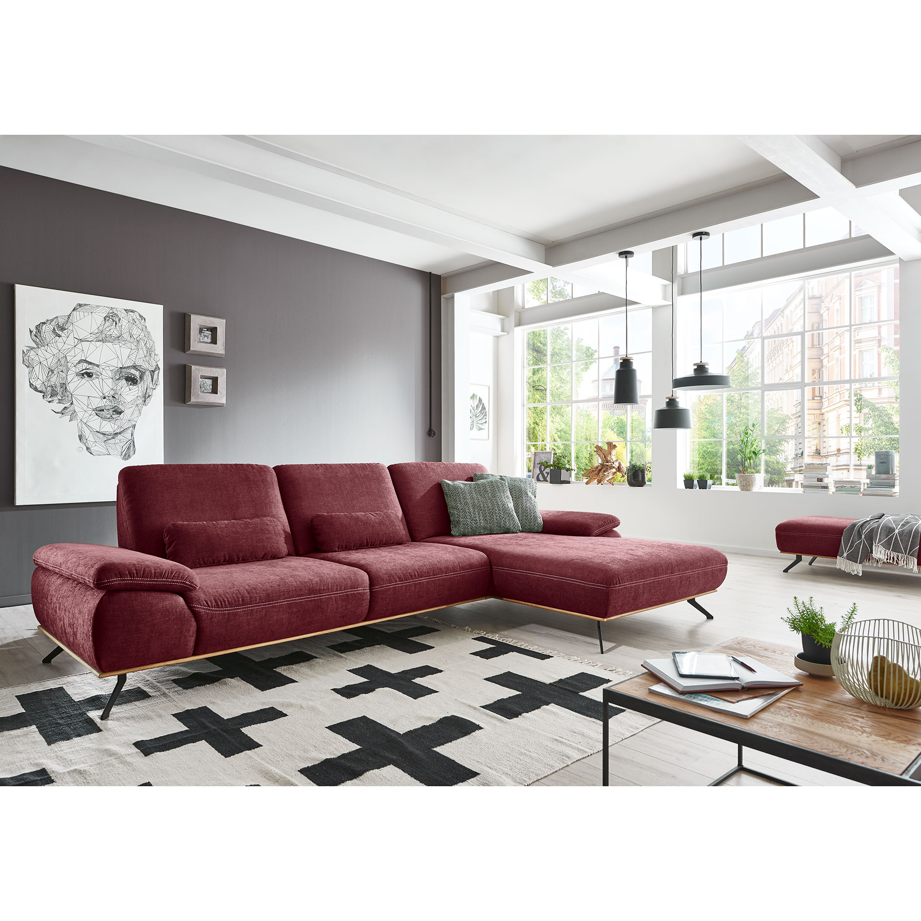 polsterpower Ecksofa - Finest wine - Basismodell - Canapé rechts