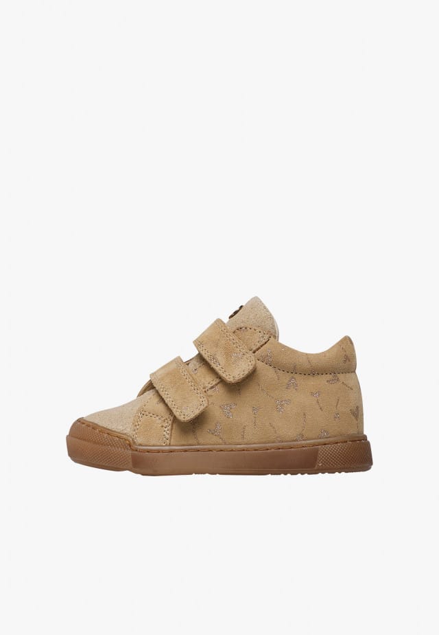 NATURINO DORD VLSneakers aus Veloursleder mit Glitzerherz-Print, Beige-Platin